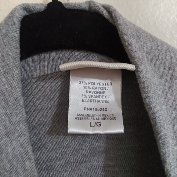 h.i.p. Women’s Gray Asymmetrical Open Front Cardigan Sweater Size L Lightweight - Picture 3 of 7